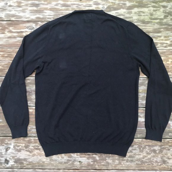 Zara Men Sweater Black V neck Pull over Long Sleev - Picture 7 of 8
